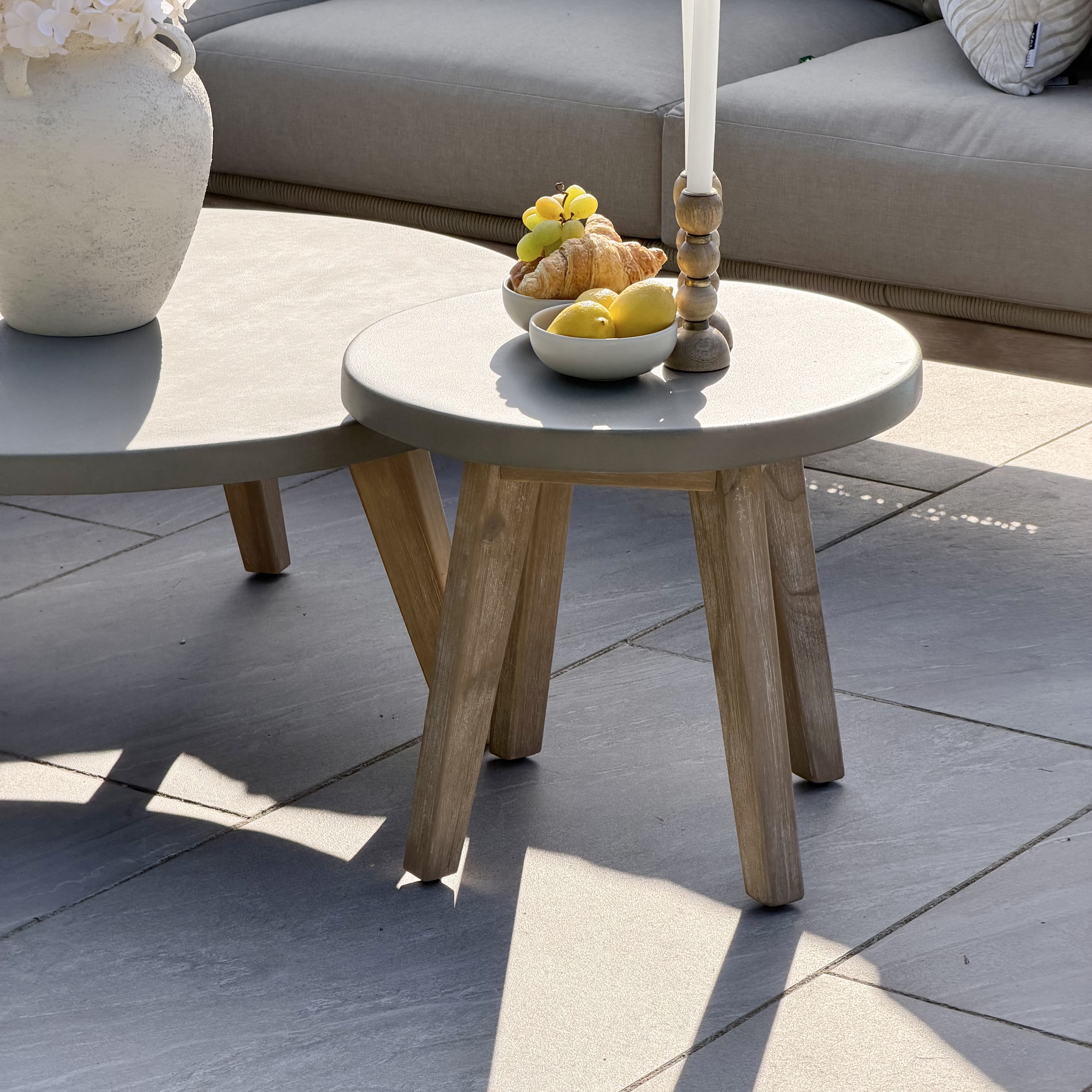 Nova - Summer Corner Sofa Set with Round Coffee Table & Side Table - Beige